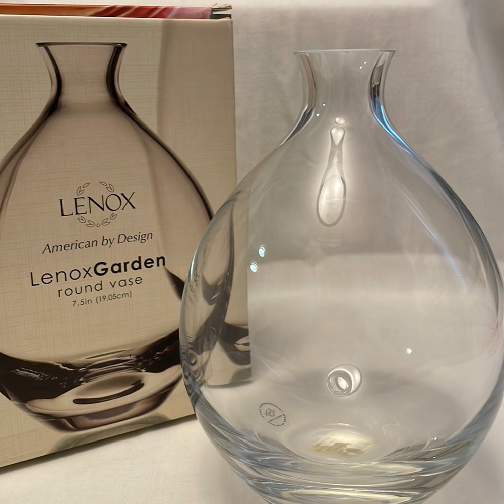 NWT Lenox Garden 7.5 inch Crystal Round Vase